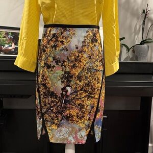 Ted Baker London Yellow and Black Pencil Skirt Size 1